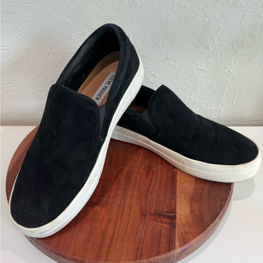 Steve Madden Black Suede Slip-On Shoes